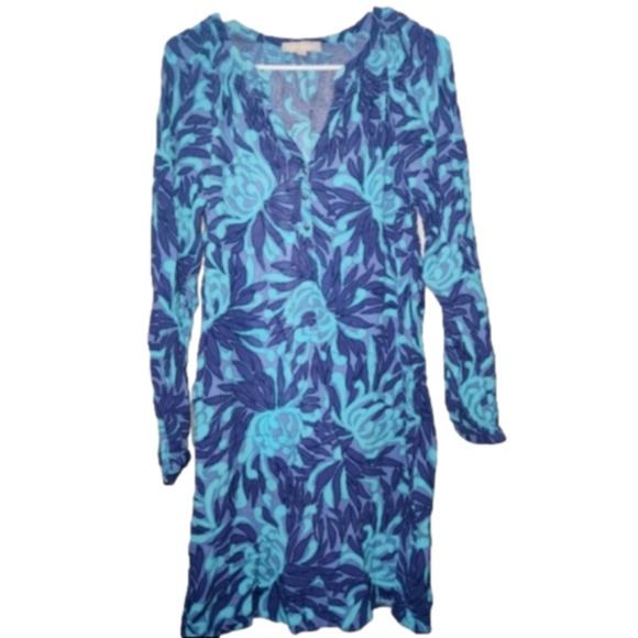 Banana Republic Rayon Lavender/Teal/Bluish Purple Dress Size 8 Easter - Picture 13 of 14